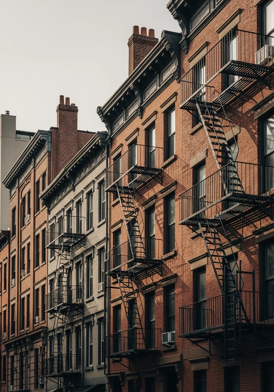 Jersey City historic neighborhood street with restored brownstone facades.